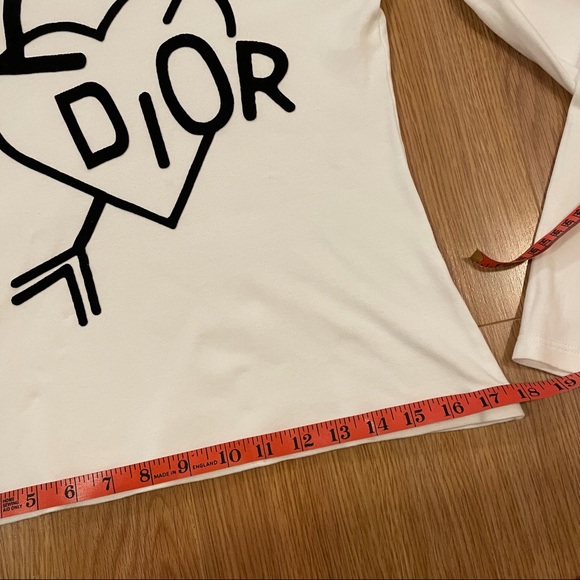 AUTHENTIC CHRISTIAN DIOR “I ❤️ DIOR” LONG SLEEVE TEE IN WHITE - Picture 15 of 16